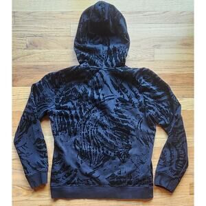 Empyre Women’s Black Zip Up Hoodie Size XL Blue Trim Velvet Detail